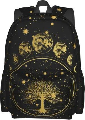 Tree Sun and Moon Phase Backpack Bookbag Laptop Backpacks Multipurpose Daypack for Boys Girls School Men Women Travel Hiking