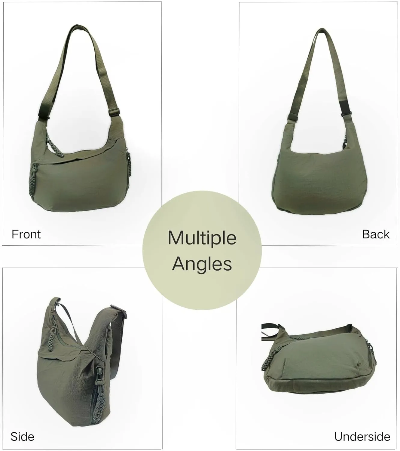 Trendy Nylon Crescent Crossbody Purse Hobo Shoulder Bag