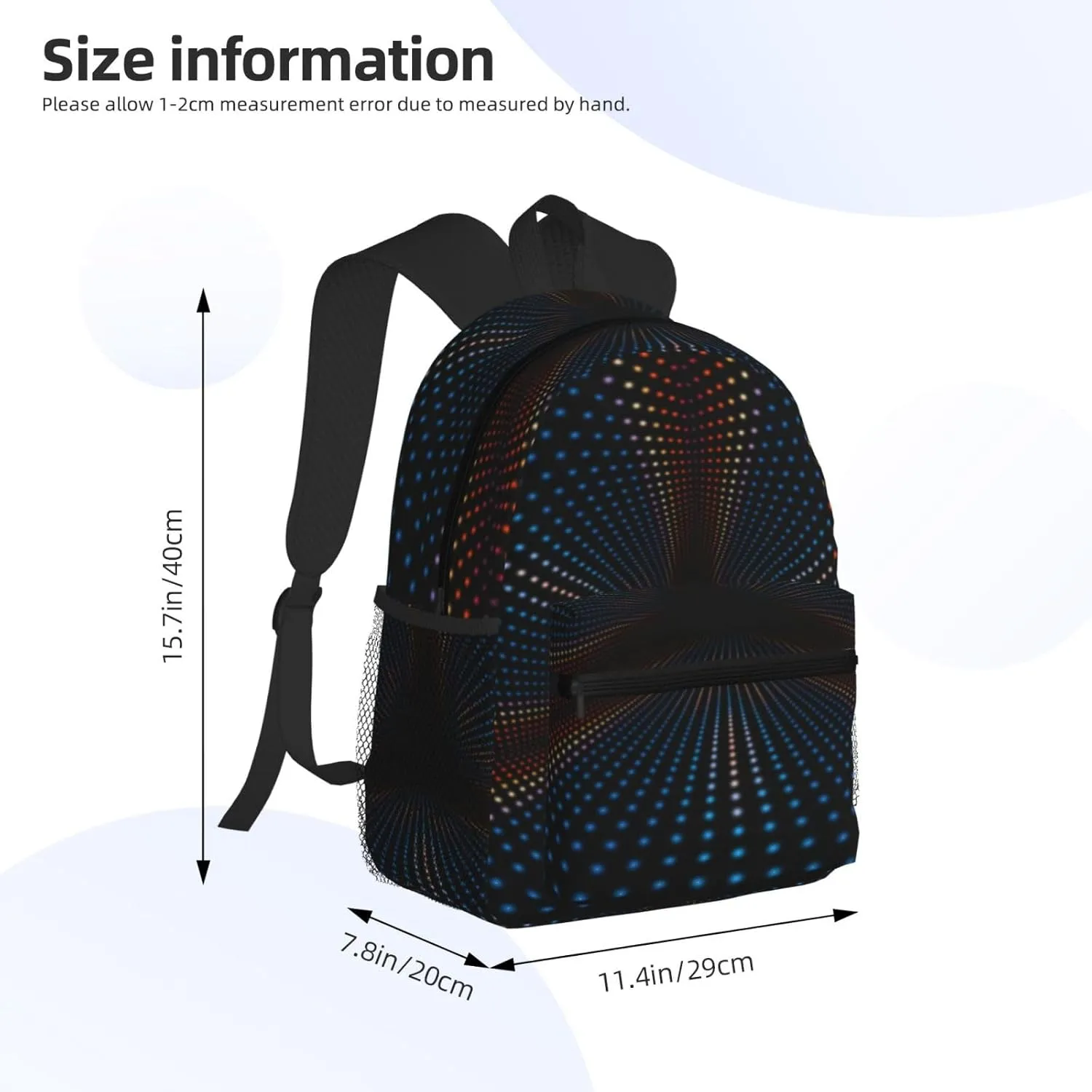 Triangular Polka Dots Tunnel Backpack, Travel Laptop Backpack Computer Bag Rucksack for Men Women Business Work Fits 15.6 Inch Notebook
