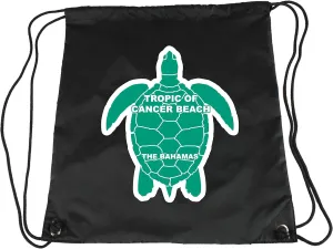 Tropic of Cancer Beach The Bahamas Souvenir Cinch Bag with Drawstring Backpack Tote Beach Bag Green Turtle Design