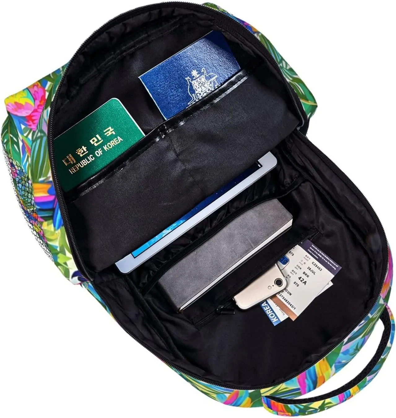 Tropical Colorful Parrots and Leaves Adult Backpacks 15 Inch Laptop Backpack Double Shoulder Bag for Work Travel Gifts