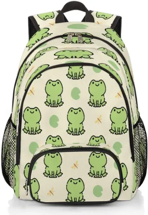 TropicalLife Cute Frog 18 Inch Bookbag School Backpack Teens Girls Boys Schoolbag Shoulder Computer Hiking Gym Travel Casual Travel Daypack