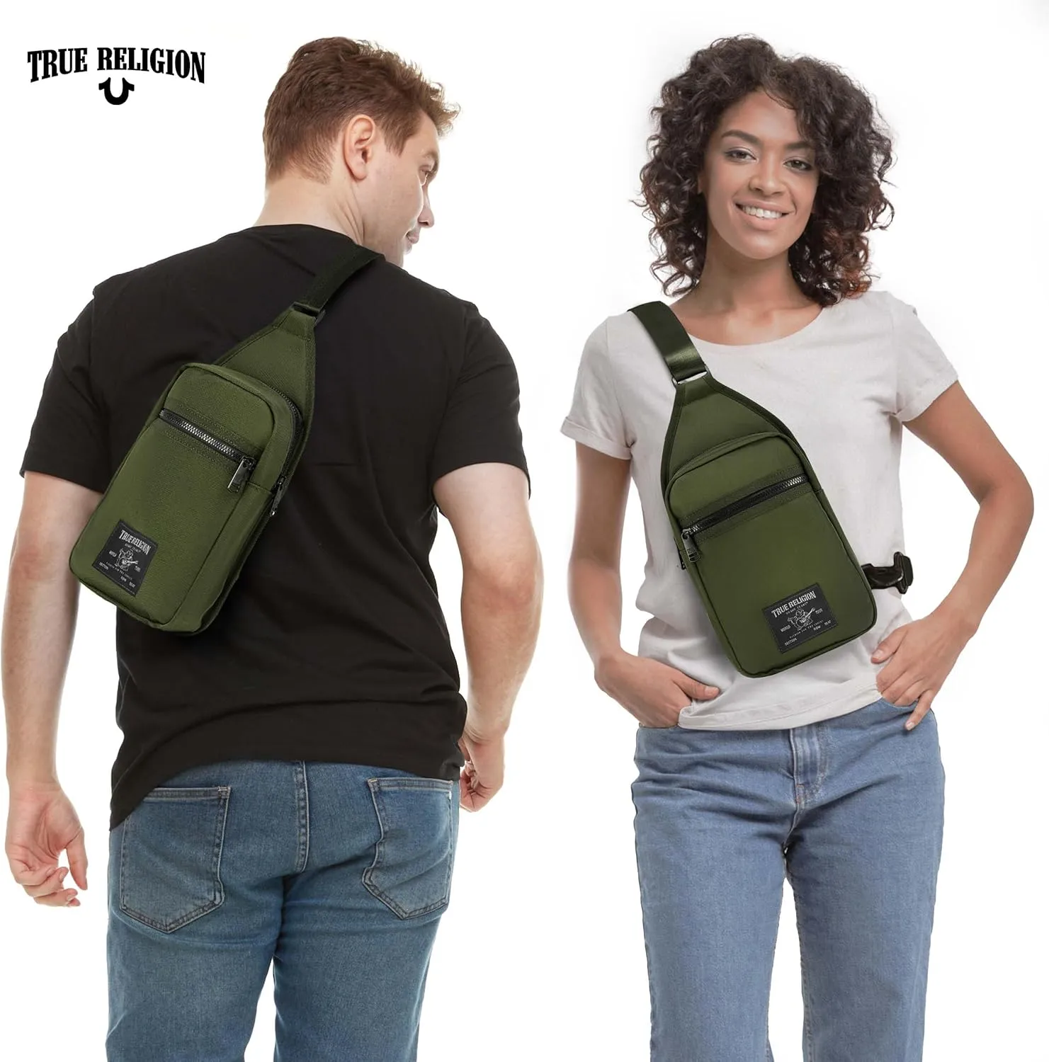 True Religion Crossbody Bags for Women & Men, Sling Bag for Men, Women Cross Body Bag, Sling Backpack Travel Bag Travel Purse