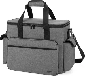 Trunab Large Scrapbook Bag with Padded Laptop Sleeve, Craft Bag Organizer Tote with Multiple Pockets for Scrapbooking Supplies and Art Tools, Grey