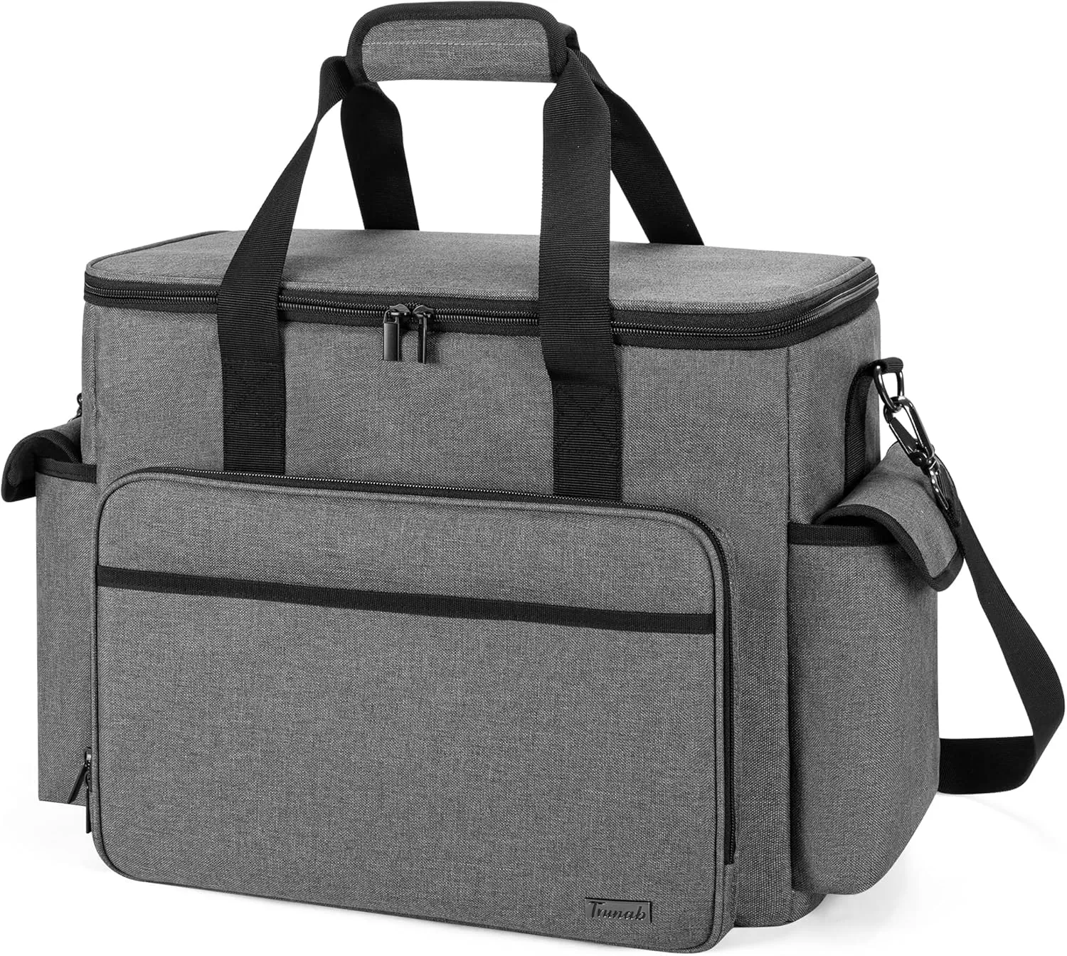 Trunab Large Scrapbook Bag with Padded Laptop Sleeve, Craft Bag Organizer Tote with Multiple Pockets for Scrapbooking Supplies and Art Tools, Grey