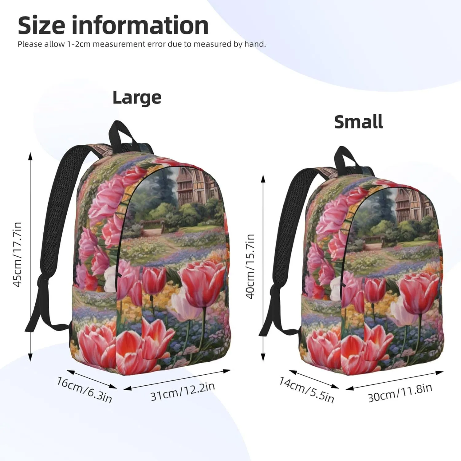 Tulip Garden Canvas Casual Lightweight Duffel Bag, Fashion Duffel Bag, Unisex Travel Backpack