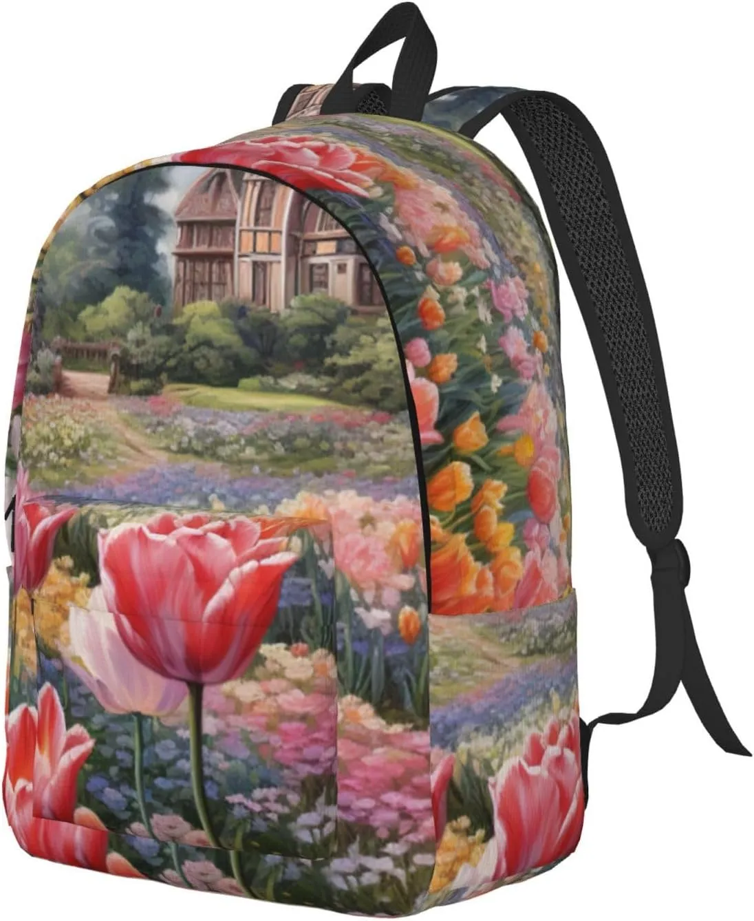 Tulip Garden Canvas Casual Lightweight Duffel Bag, Fashion Duffel Bag, Unisex Travel Backpack