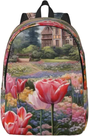 Tulip Garden Canvas Casual Lightweight Duffel Bag, Fashion Duffel Bag, Unisex Travel Backpack