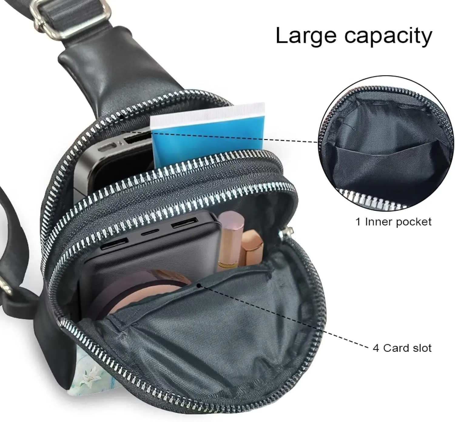 Tuoxiukan Custom Crossbody Bag for Women Lily Flower Purses Chest Bags Leisure Sports Outdoor Custom Bag Add Your Name Sling Bag with Adjustable Shoulder Belt for Travel Sport Camping