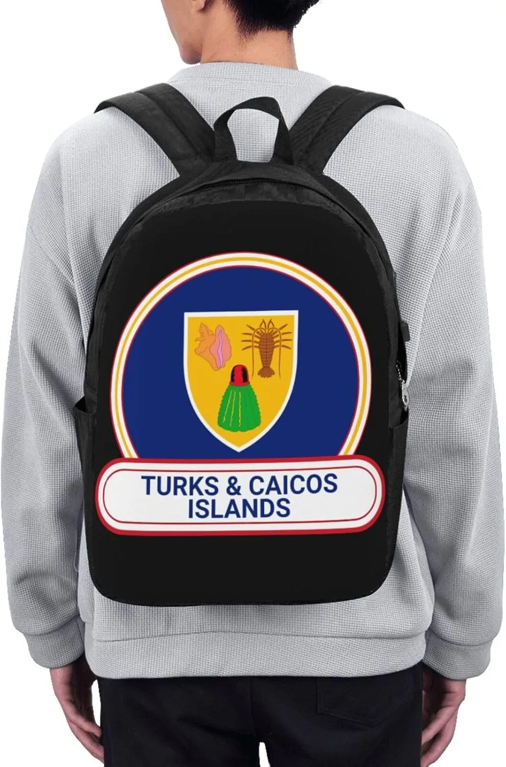 Turks Caicos Islands Flag Badge Laptop Backpacks Travel Backpack Casual Business Daypack Sport Rucksack Computer Bag Fits up to 17 Inch Notebook with USB Port