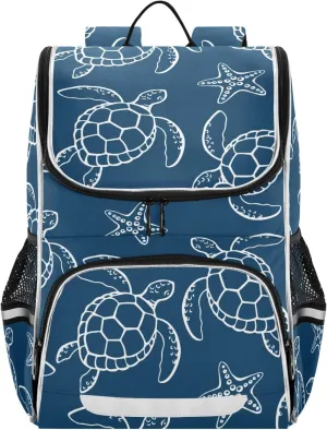 Turtle Backpack Large Capacity Bookbag Printed Student Shoulder Bag for Children Teenagers Turtle Starfish Laptop Bag School Bag for Work School