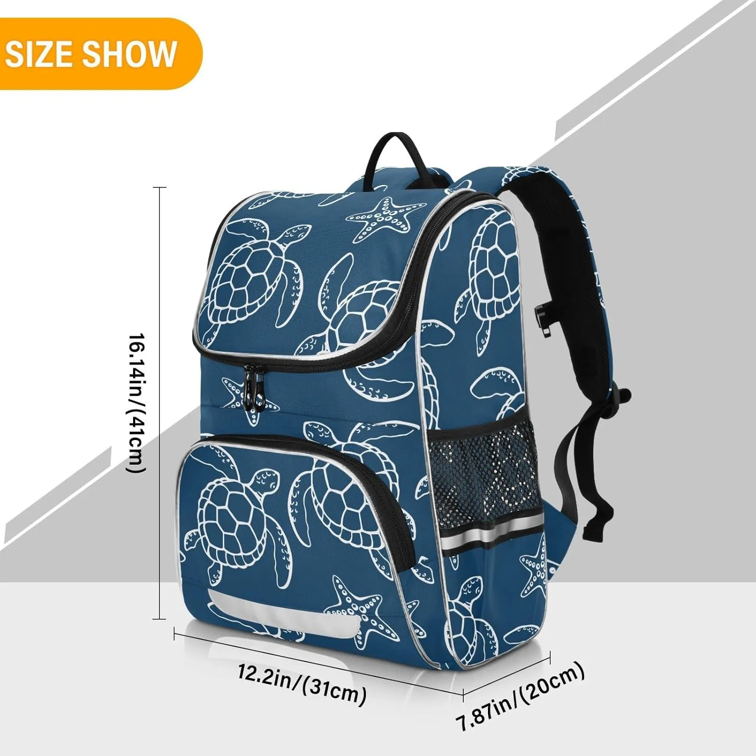 Turtle Backpack Large Capacity Bookbag Printed Student Shoulder Bag for Children Teenagers Turtle Starfish Laptop Bag School Bag for Work School