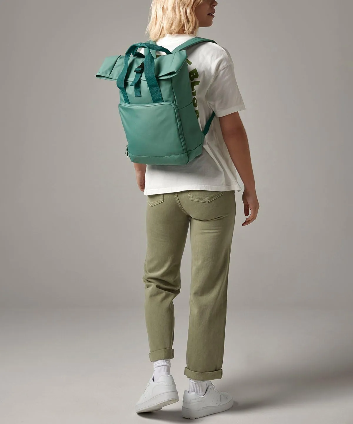 Twin Handle Roll-Top Backpack, Blush Pink, One size