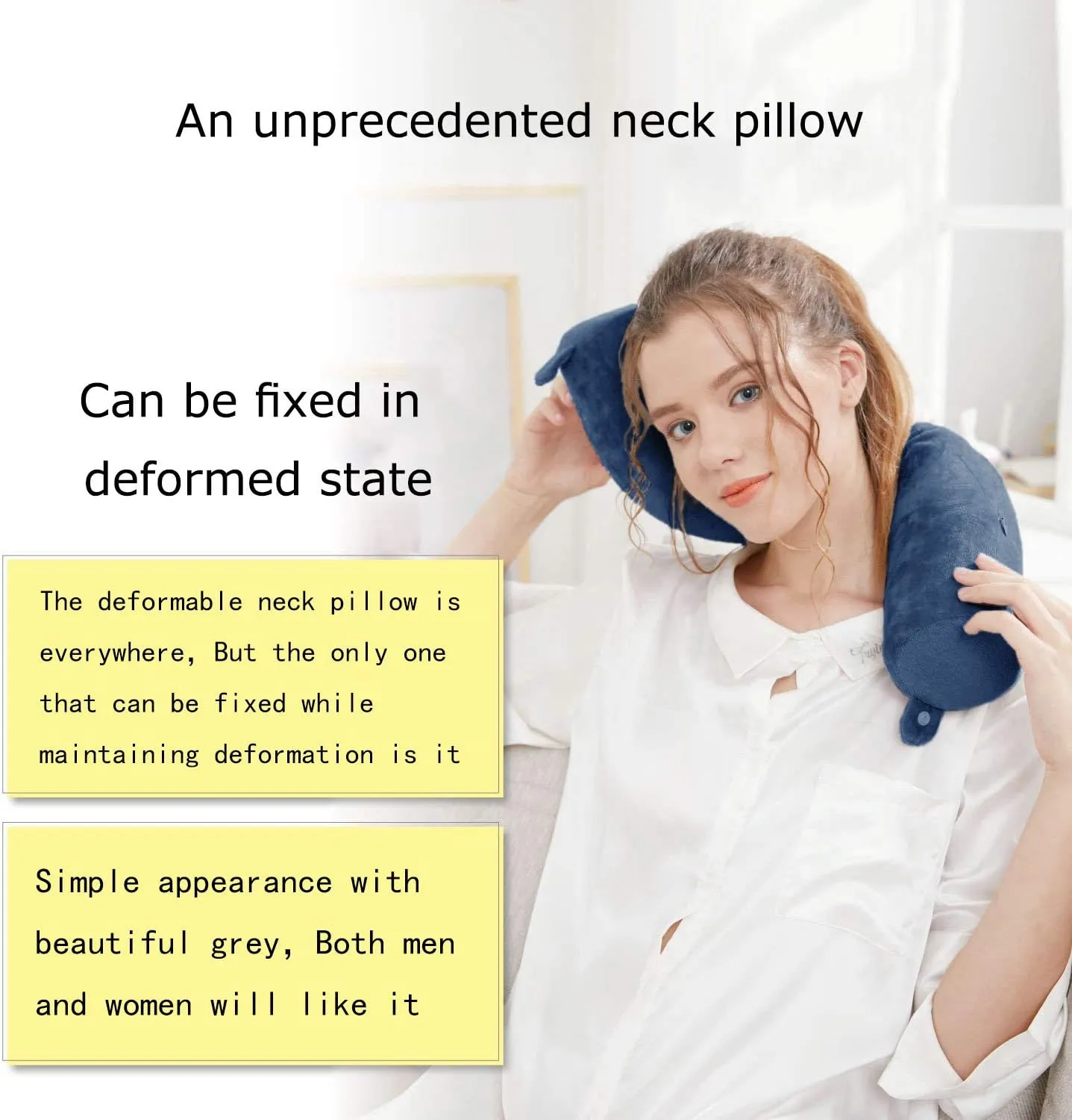 Twist Memory Foam Travel Pillow Neck, Chin, Lumbar Leg Support Traveling on Airplane, Bus, Train at Home (Navy Blue)