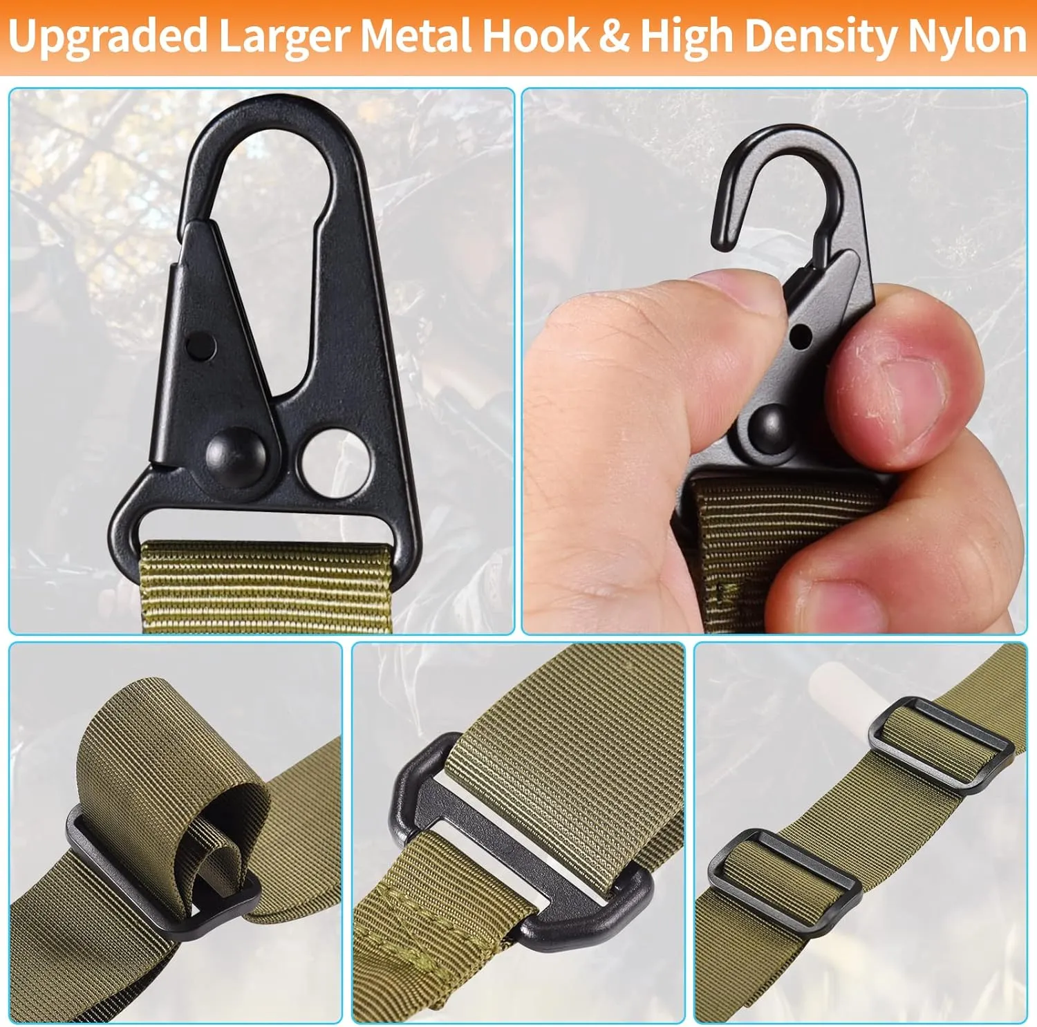 Two Point Traditional Sling with Mounts - Adjustable Extra Long Two Point Traditional Sling with 2 Pack 1.25" QD Sling Rail Swivel Mounts for Mlock