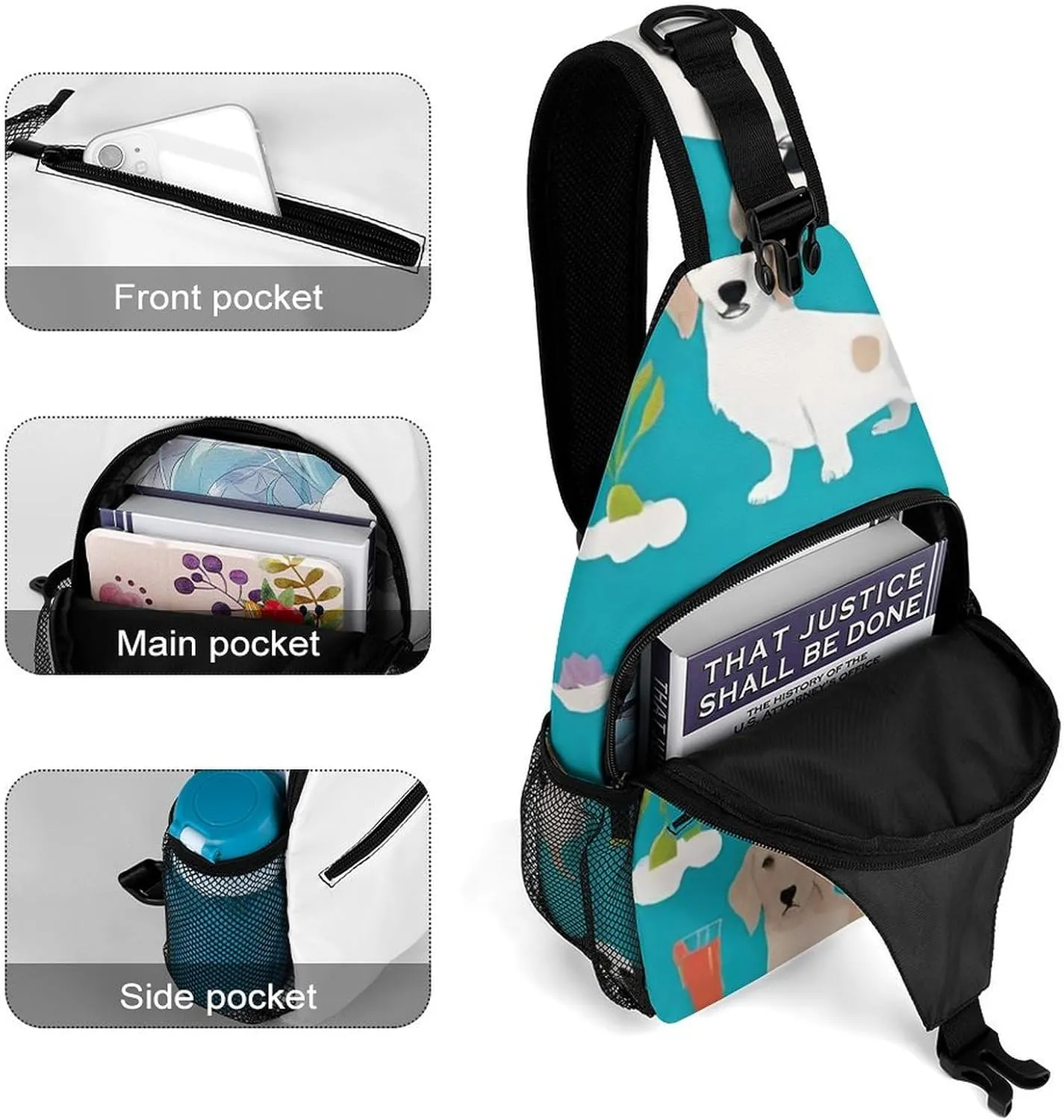 Ultra Lightweight Sling Shoulder Backpack Shoulder Chest Crossbody Bag Multipurpose Anti-Theft Daypack for Hiking Cycling Camping Travel, Dachshund Dog Art Bookbag