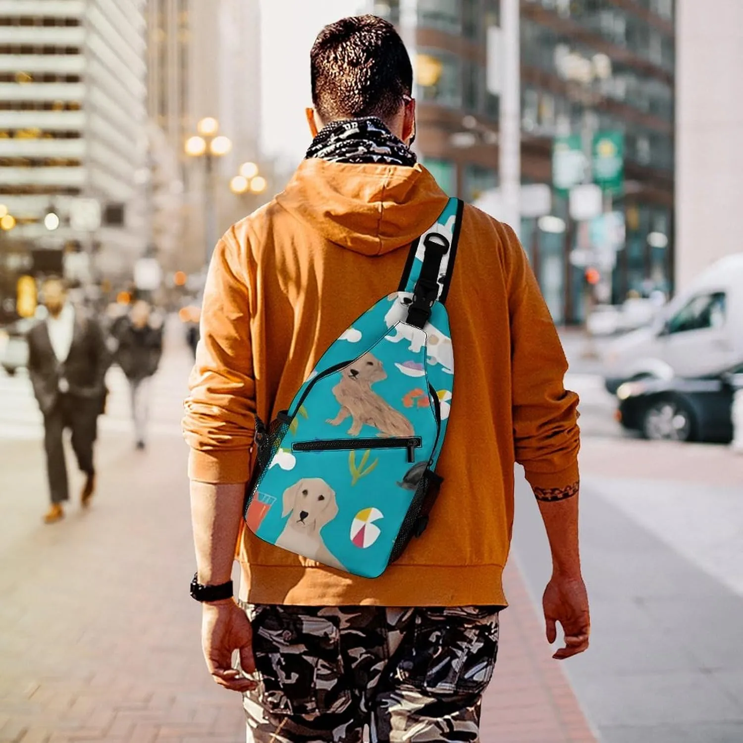 Ultra Lightweight Sling Shoulder Backpack Shoulder Chest Crossbody Bag Multipurpose Anti-Theft Daypack for Hiking Cycling Camping Travel, Dachshund Dog Art Bookbag