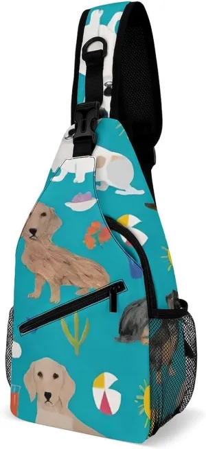 Ultra Lightweight Sling Shoulder Backpack Shoulder Chest Crossbody Bag Multipurpose Anti-Theft Daypack for Hiking Cycling Camping Travel, Dachshund Dog Art Bookbag