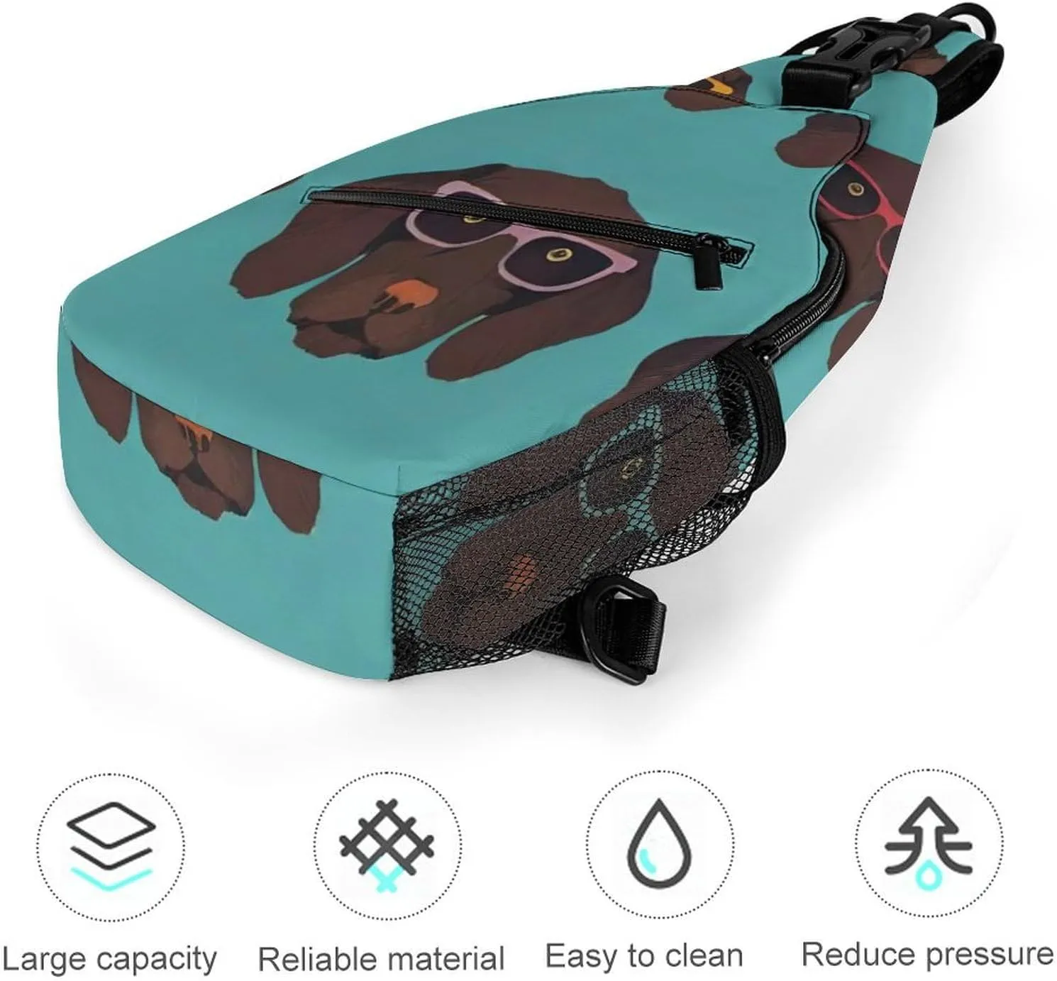 Ultra Lightweight Sling Shoulder Backpack Shoulder Chest Crossbody Bag Multipurpose Anti-Theft Daypack for Hiking Cycling Camping Travel, German Shorthaired Pointer In Glasses Art Bookbag