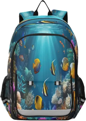 Underwater Colorful Fish Bright Kids Bookbags, Heavy Duty Backpack for Kids, Cute Girl Backpack
