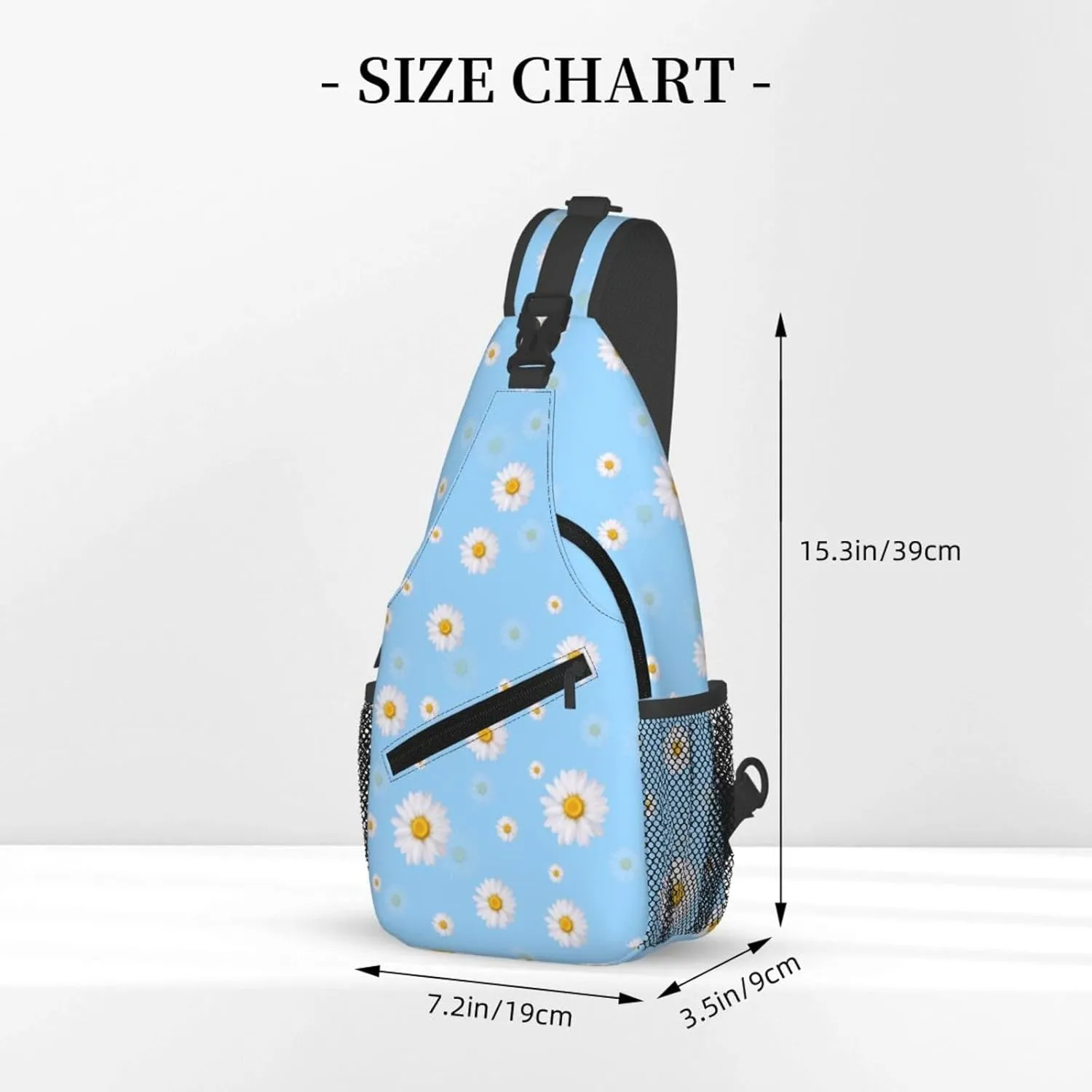 Unisex Crossbody Sling Backpack Travel Hiking Daypack Crossbody Bag for Women Men Daisy Blue