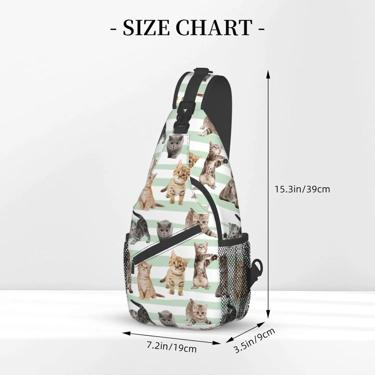 Unisex Crossbody Sling Backpack Travel Hiking Daypack Crossbody Shoulder Bag for Women Men Cat