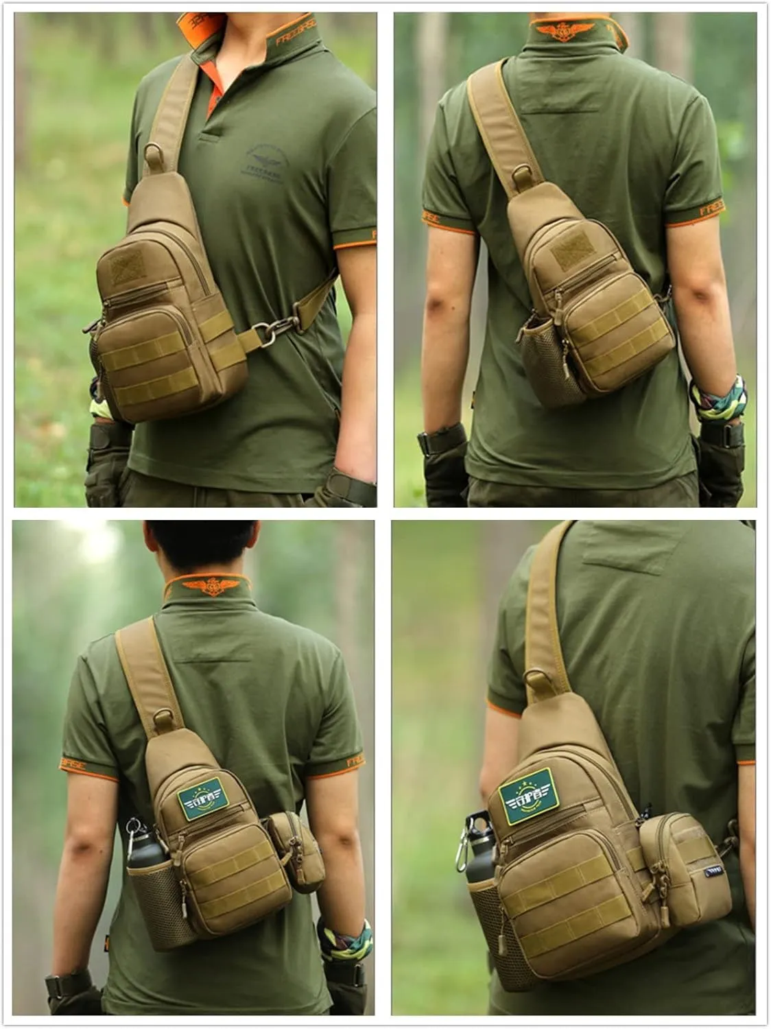 UNISTRENGH Tactical Sling Bag Chest Pack Molle Daypack iPad Mini Military Shoulder Bag Crossbody Duty Gear Backpack (Coyote Brown)