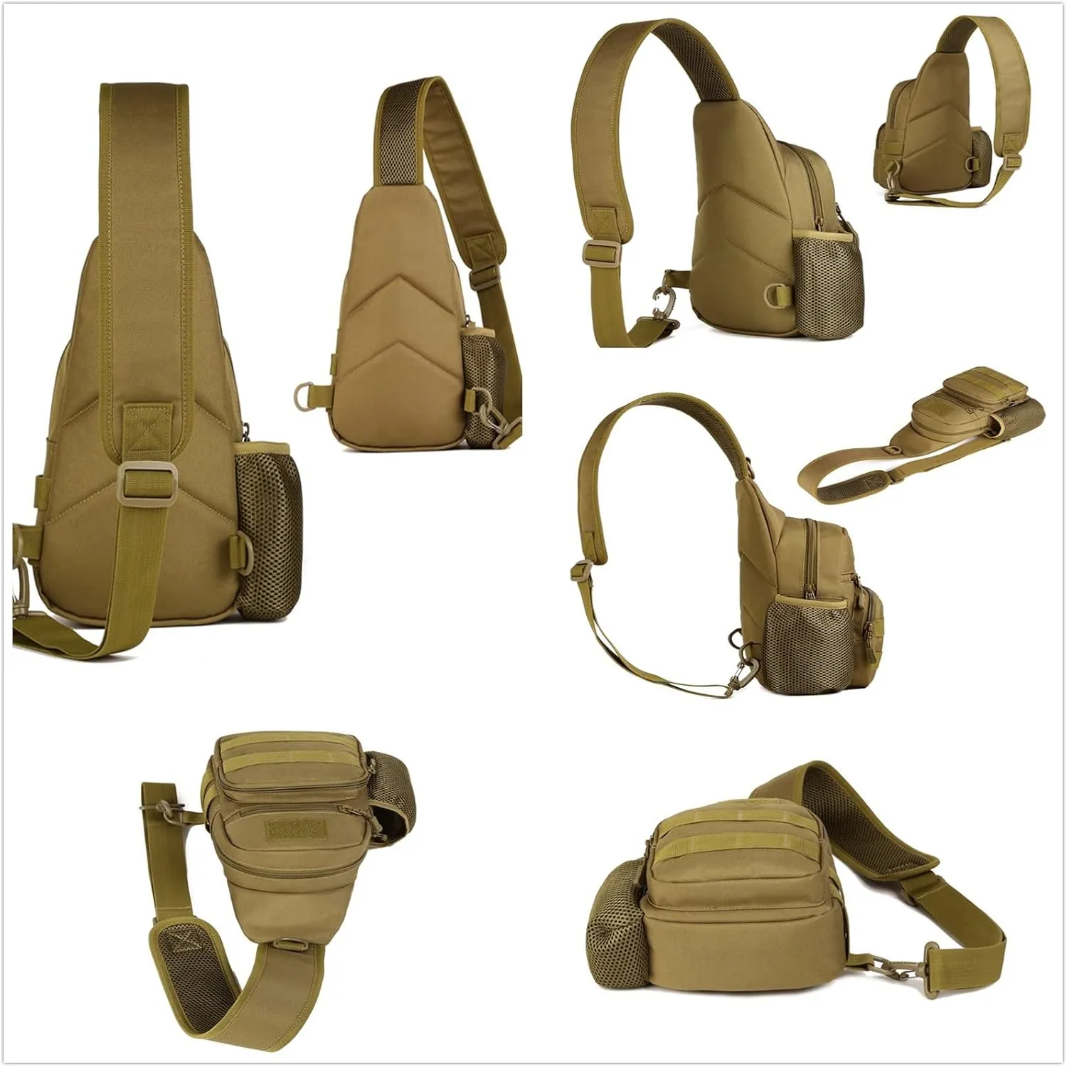 UNISTRENGH Tactical Sling Bag Chest Pack Molle Daypack iPad Mini Military Shoulder Bag Crossbody Duty Gear Backpack (Coyote Brown)