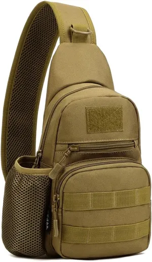 UNISTRENGH Tactical Sling Bag Chest Pack Molle Daypack iPad Mini Military Shoulder Bag Crossbody Duty Gear Backpack (Coyote Brown)