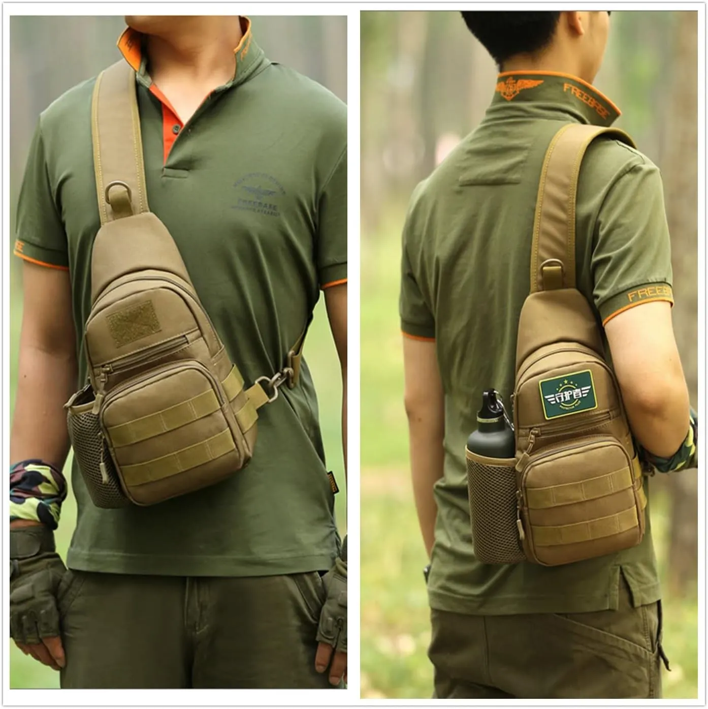 UNISTRENGH Tactical Sling Bag Chest Pack Molle Daypack iPad Mini Military Shoulder Bag Crossbody Duty Gear Backpack (Coyote Brown)