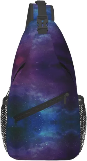 Universe With Stars And Galaxy Interstellar Print Sling Bag Crossbody Backpack For Women Men Hiking Travel Over The Shoulder Multipurpose Bag
