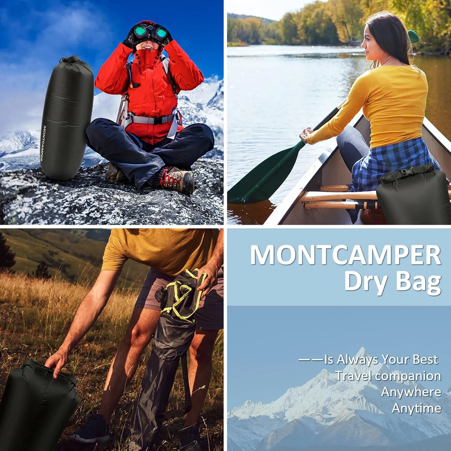 Upgraded 30D Nylon Waterproof Dry Bag-Extra Large Storage Sack for Hiking, Kayaking and Rafting-Roll Top Closure-Float on Water(20L/Black)
