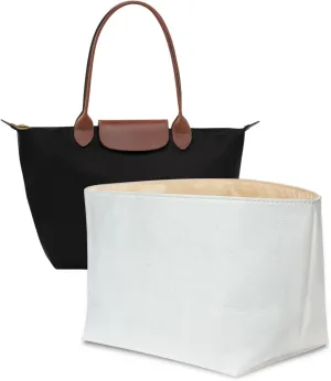 Upgraded Purse Organizer Insert Compatible with Longchamp Le Pliage Mini and More, Ultra-light Waterproof DupontPaper and Silk Handbag Inner for Luxury Bags (White, M-9.84 * 5.91 * 6.69in)