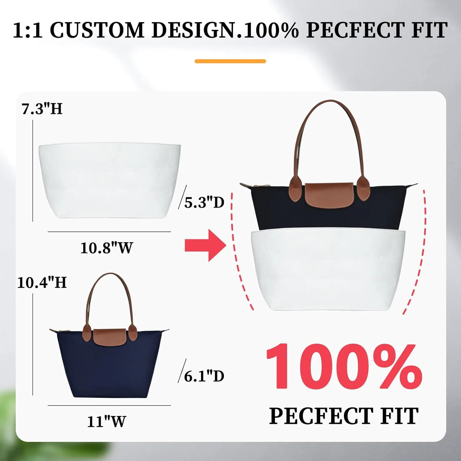 Upgraded Purse Organizer Insert Compatible with Longchamp Le Pliage Mini and More, Ultra-light Waterproof DupontPaper and Silk Handbag Inner for Luxury Bags (White, M-9.84 * 5.91 * 6.69in)
