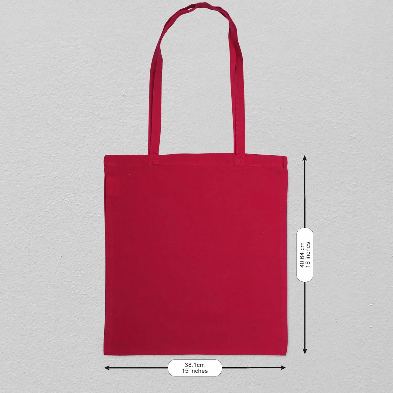 Urban Villa 24 Pack Reusable Grocery Bags 15’’x16’’ with 27’’ long Handle Red Color 100% Cotton Tote Bags Medium Weight Grocery Shopping Cloth Bags Great Choice for Promotion Gift DIY Advertising