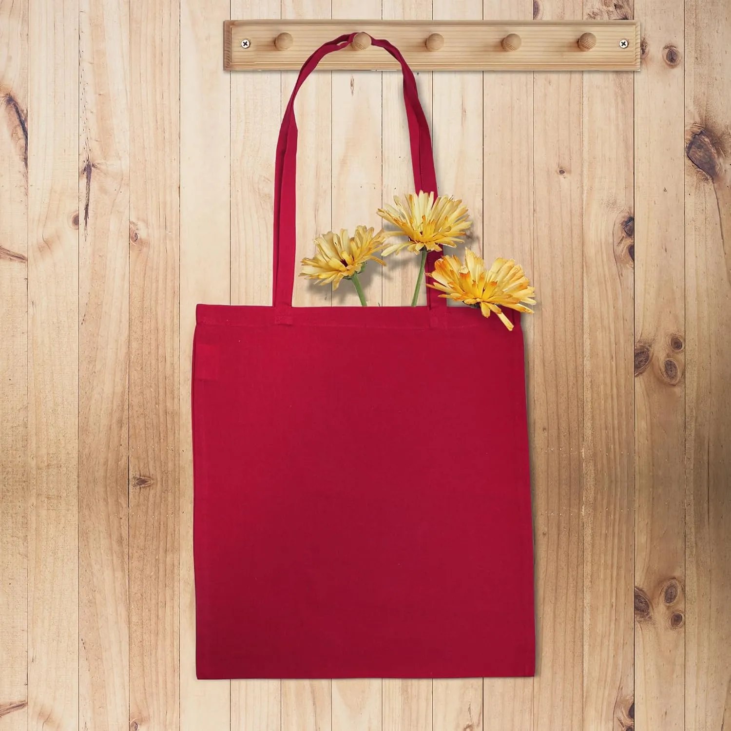 Urban Villa 24 Pack Reusable Grocery Bags 15’’x16’’ with 27’’ long Handle Red Color 100% Cotton Tote Bags Medium Weight Grocery Shopping Cloth Bags Great Choice for Promotion Gift DIY Advertising