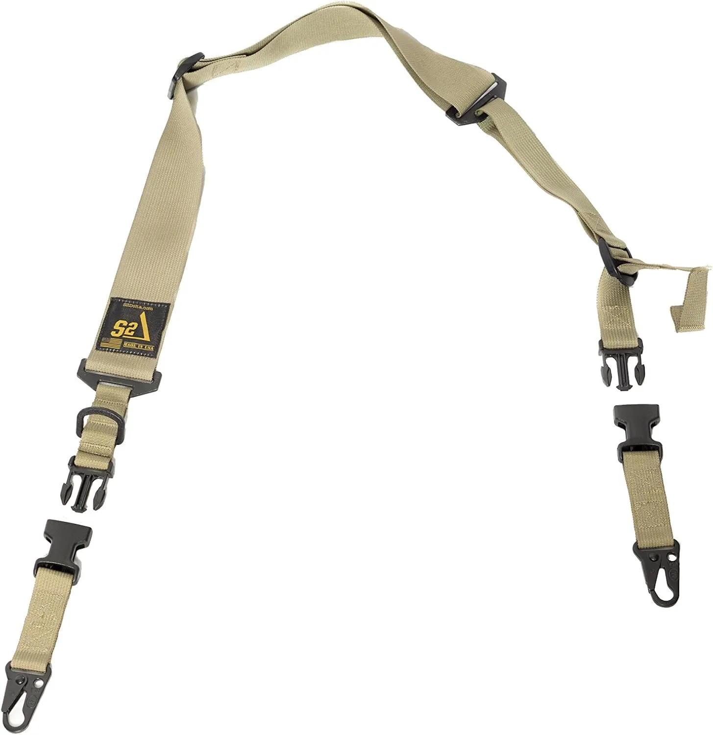 USA Made Premium 2 Point Rifle Sling, Fast Adjustment, Modular Attachment Connections, Comfortable 2” Wide Shoulder Strap