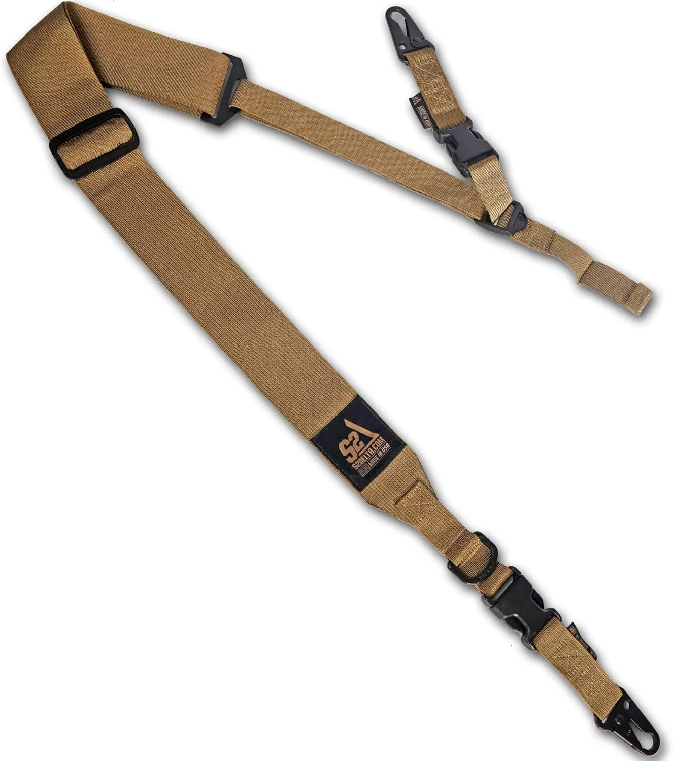 USA Made Premium 2 Point Rifle Sling, Fast Adjustment, Modular Attachment Connections, Comfortable 2” Wide Shoulder Strap