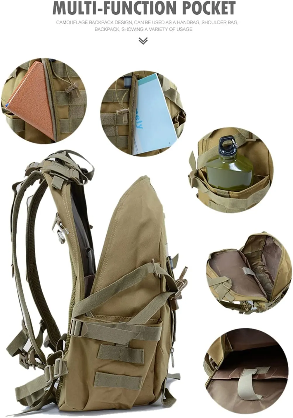 USDBE 40L Tactical Backpack Men Multifunction Camouflage Travel Bags Military Bag Outdoor Army Camping Climbing Hiking Bag