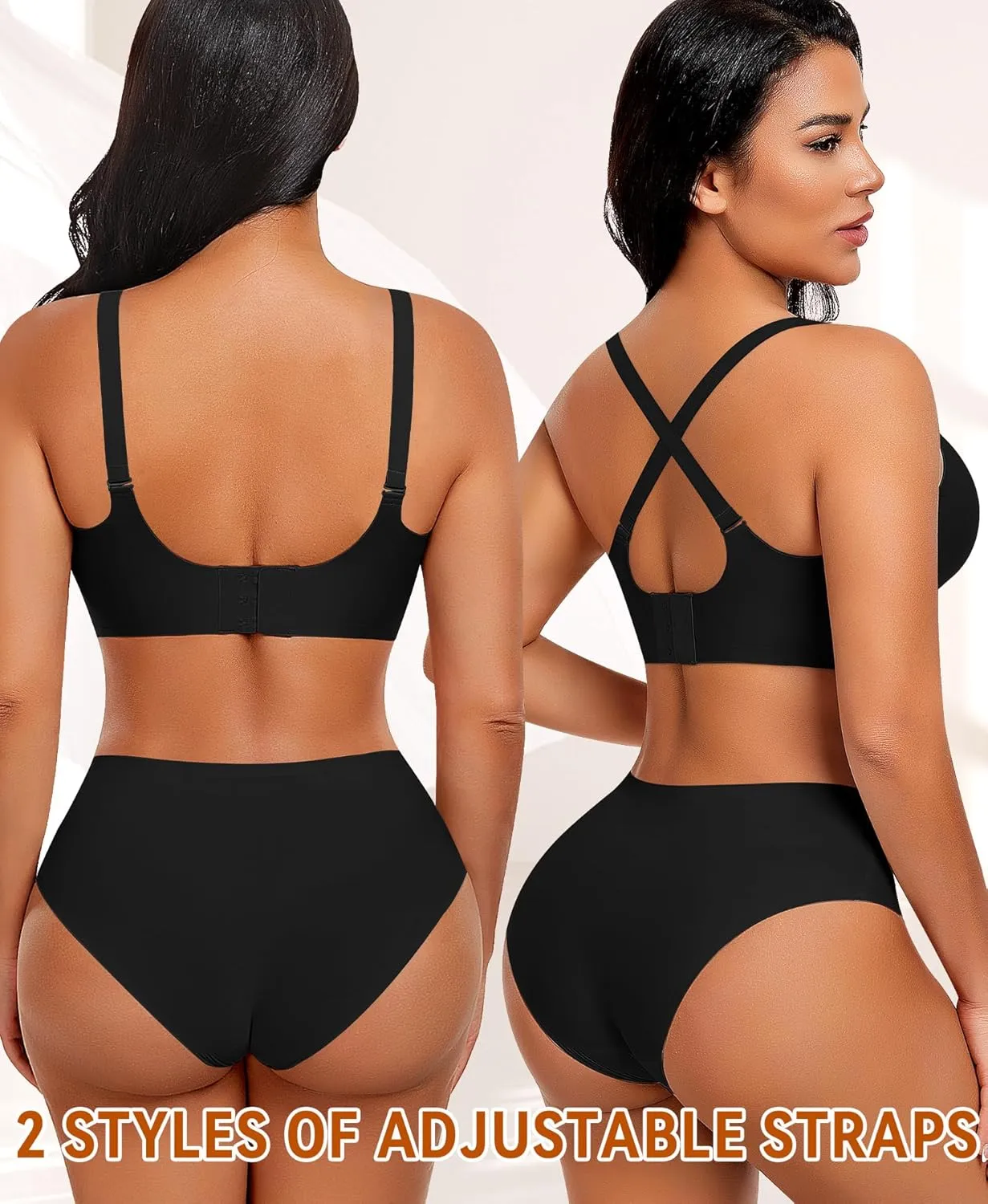 V Neck Wireless Bras for Women No Underwire Seamless Bra Full Coverage No Wire Tshirt Bras