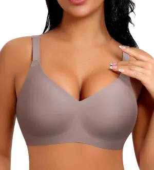 V Neck Wireless Bras for Women No Underwire Seamless Bra Full Coverage No Wire Tshirt Bras