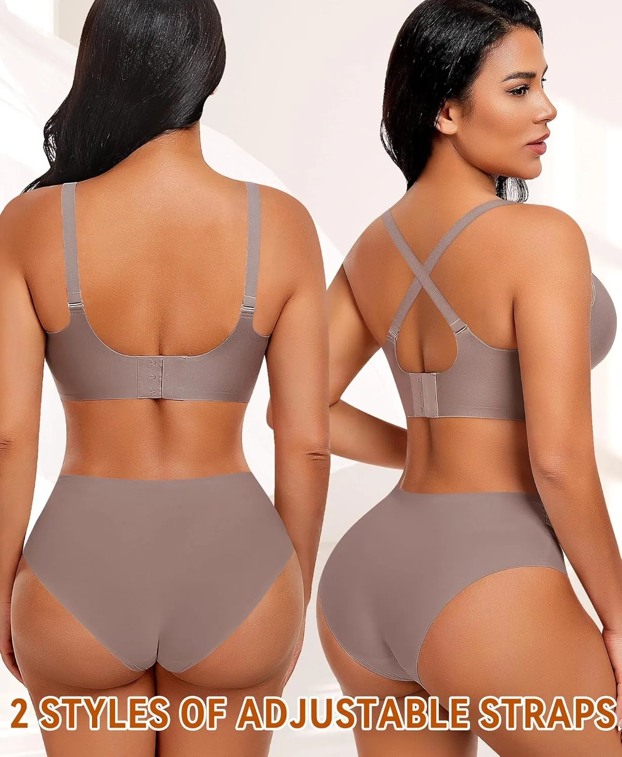 V Neck Wireless Bras for Women No Underwire Seamless Bra Full Coverage No Wire Tshirt Bras
