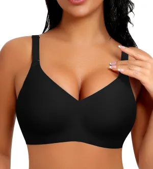 V Neck Wireless Bras for Women No Underwire Seamless Bra Full Coverage No Wire Tshirt Bras