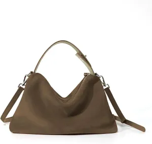 VAKAER Suede Tote Bag for Women, Suede Leather Crossbody Bag with Adjustable Strap Nubuck Shoulder Satchel Hobo Purse