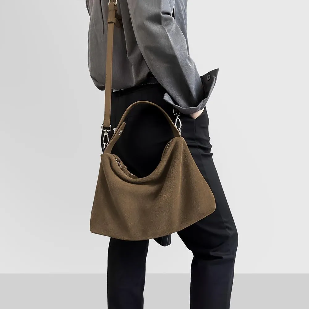 VAKAER Suede Tote Bag for Women, Suede Leather Crossbody Bag with Adjustable Strap Nubuck Shoulder Satchel Hobo Purse