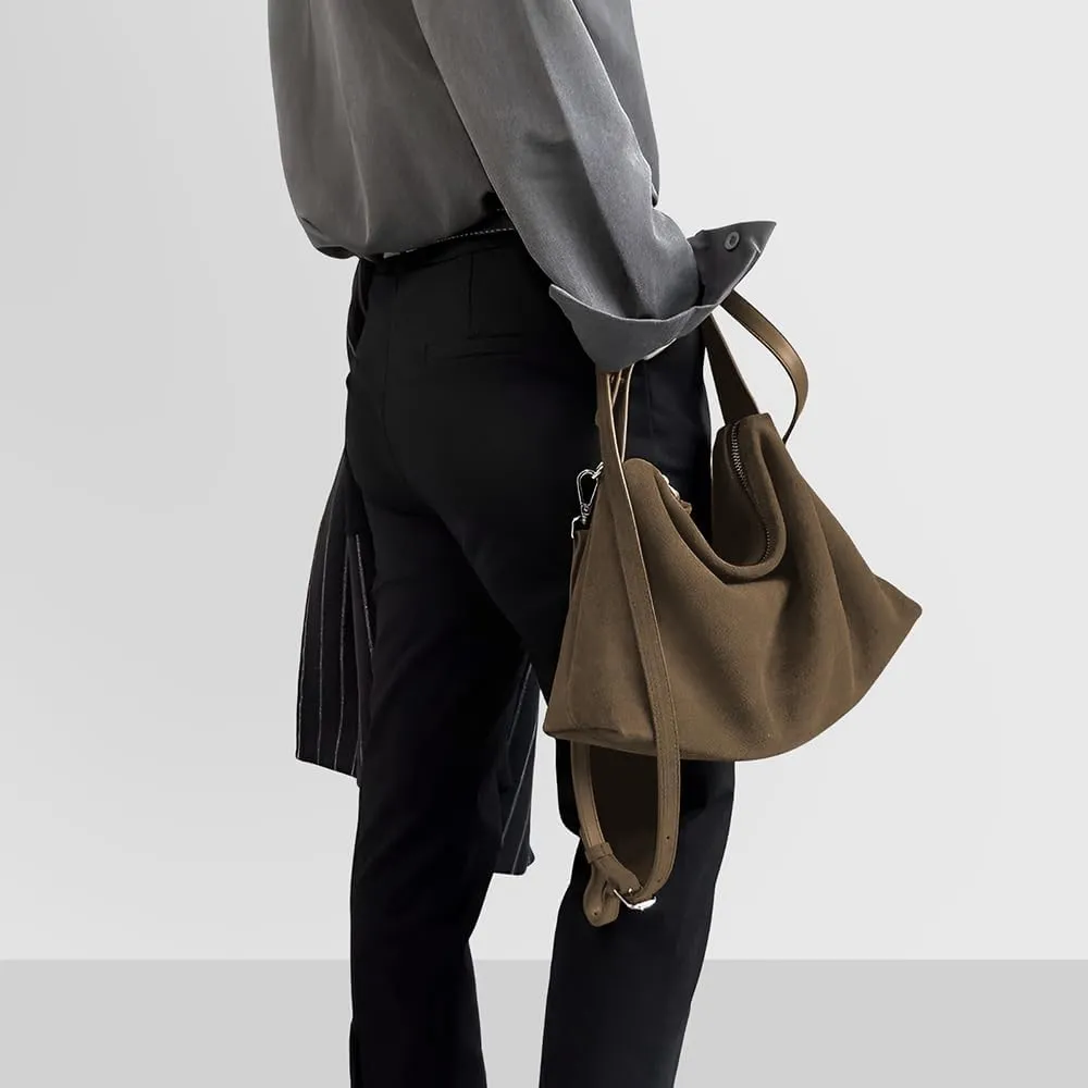 VAKAER Suede Tote Bag for Women, Suede Leather Crossbody Bag with Adjustable Strap Nubuck Shoulder Satchel Hobo Purse