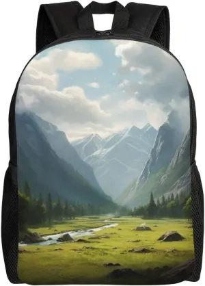 Valley Print Backpack 16 Inch Lightweight Waterproof Travel Bags Casual Daypack For Women Men