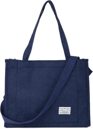 Valleycomfy Tote Bag for Women Corduroy Crossbody Tote Bag Purse Women Travel Shoulder Bags Work Handbags Everyday Hobo Bag