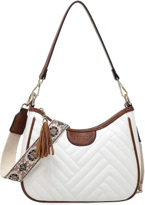 VASCHY Small Shoulder Bag Purse for Women, Vegan Leather Chevron Quilted Crescent Crossbody Hobo Bag Under the Arm Handbag