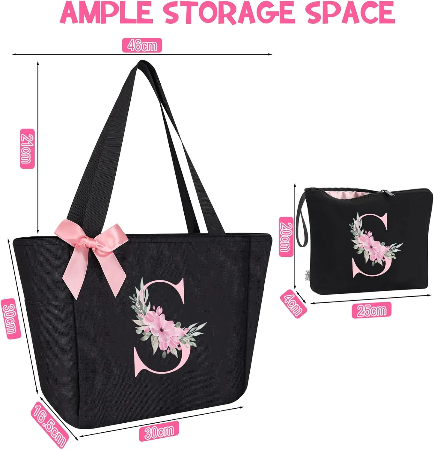 Vavabox Tote bag, Initial Tote bag and Makeup Bag, Gifts for Women